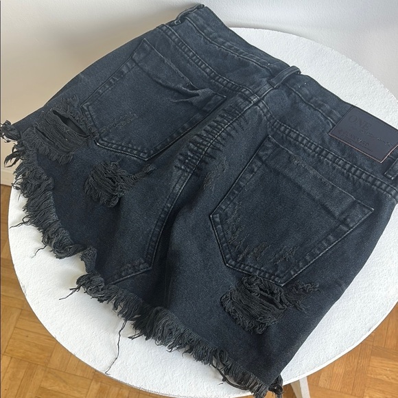 ONE X ONETEASPOON Distressed Black Denim Mini Skirt size 06 - Picture 7 of 11